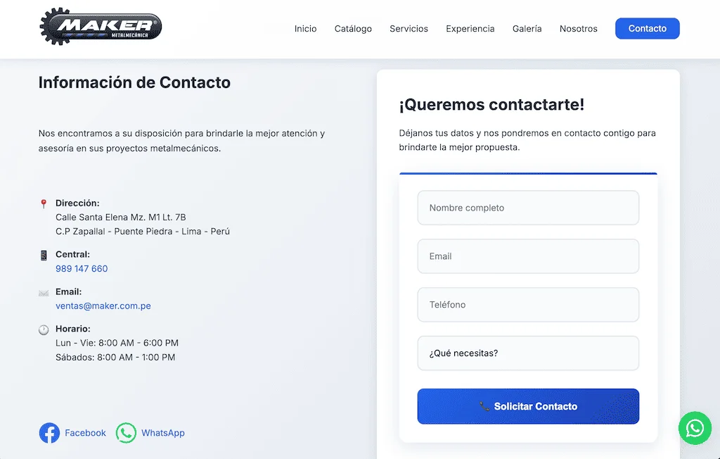 Maker Metalmecanica - Web Corporativa